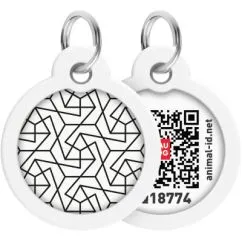 Адресник металевий WAUDOG Smart ID c QR паспортом, "Геометрія", 30 мм (230-0202)