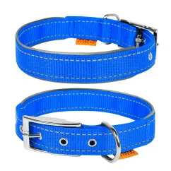Нашийник Collar "Dog Extremе" нейлоновий подвійний зі світловідбиваючою вставкою (ширина 20мм, довжина 30-40 см) блакитний (67032)
