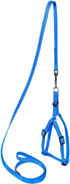 Шлей "Dog Extremе" нейлонова регульована з повідцем для мор.свинок, декор.крис (ширина 10мм, довжина 115см, В:12-22 см) блакитний (7012)