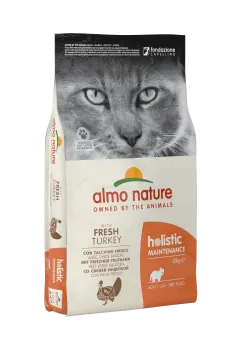 Сухой корм Almo Nature Holistic Cat для взрослых кошек со свежей индейкой 12 кг (643)