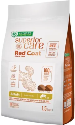 Сухий корм Nature's Protection Red Coat Grain Free Adult Small Breeds with Salmon 1,5 кг (NPSC47230)