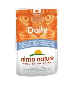 Вологий корм Almo Nature Daily Cat, пауч, 70 г тріска і креветки (5275)