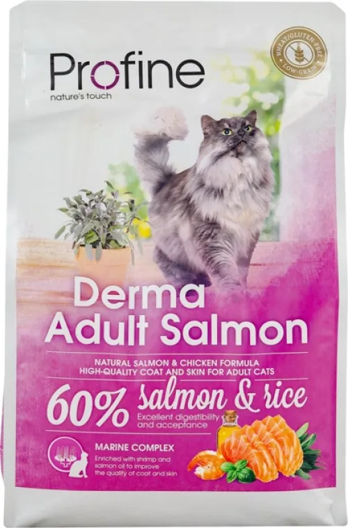 Сухой корм для кошек, шерсть которых требует дополнительного ухода Profine Cat Derma 2 кг (лосось) (170572/7763) - фото №3