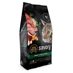 Сухий корм для дорослих вередливих котів Savory 2 кг (індичка та качка) (30051)