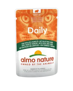 Вологий корм Almo Nature Daily Cat, пауч, 70 г телятина і ягня (5277)