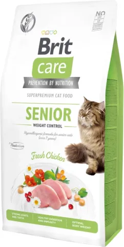 Сухий корм для літніх котів із зайвою вагою Brit Care Cat GF Senior Weight Control 7 кг (курка) (171313/0938)