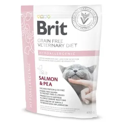 Сухой корм для кошек, при пищевой аллергии Brit GF Veterinary Diet Hypoallergenic 400 г (лосось) (170961/528387)