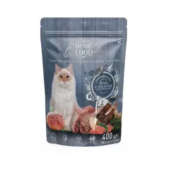 Полнорационный сухой корм для взрослых кошек с чувствительным пищеварением Home Food Ягненок с лососем и печеным яблоком 400 г (4820235020101)