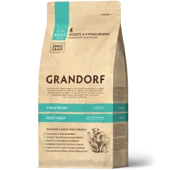 Сухий корм Grandorf Living Probiotics 4 MEAT and BROWN RICE INDOOR 4 види м'яса Індор для дорослих котів, 2 кг (7002)