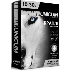 Капли UNICUM PREMIUM от блох и клещей на холке для собак от 10 – 30 кг, 3 шт. (UN-008)