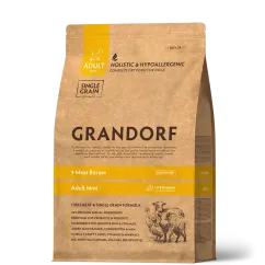 Сухой корм Grandorf Грандорф 4 Meat Adult Mini Breeds 4 вида мяса с бурым рисом для мини пород от 1го года, 3 кг (7024)