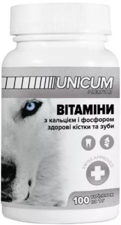 Вітаміни UNICUM premium для собак 100 шт. зуби і кістки (UN-014)