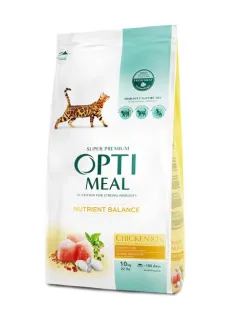 Сухой корм для взрослых кошек Optimeal 10 кг (курица) (B1831201)