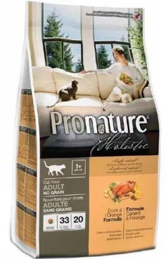 Сухой корм для взрослых кошек Pronature Holistic Adult со вкусом утки и апельсинов 5.44 кг (65672555067)