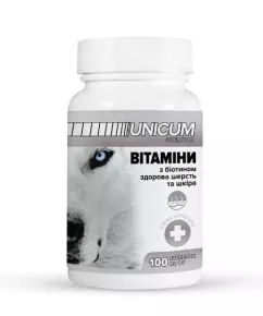 Витамины UNICUM для собак 100 шт. здоровая шерсть и кожа (UN-015)