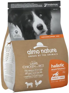 Сухой корм Almo Nature Holistic Dog для собак средних и крупных пород с ягненком, курицей и рисом 2 кг (6921)