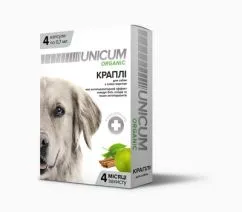 Капли UNICUM ORGANIC на натуральной основе для отпугивания блох и клещей для собак 4 шт. (UN-026)
