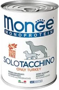 Вологий корм Monge Dog SOLO 100% індичка 0,4кг (70014229)