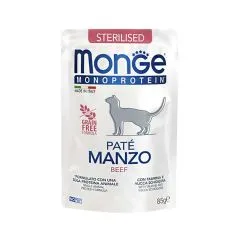 Вологий корм Monge Cat MONOPROTEIN Sterilised 100% яловичина 0,085кг (70013741)