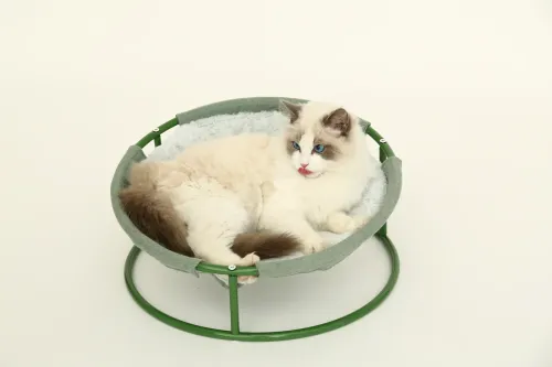 Складной лежак Misoko&Co Pet bed round plush, 45x45x22 см, light green (HOOP31837) - фото №5