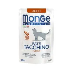 Влажный корм Monge Cat MONOPROTEIN Adult 100% индейка 0,085кг (70013734)