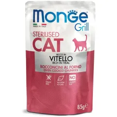 Влажный корм Monge Cat GRILL Sterilised телятина 0,085кг (70013642)