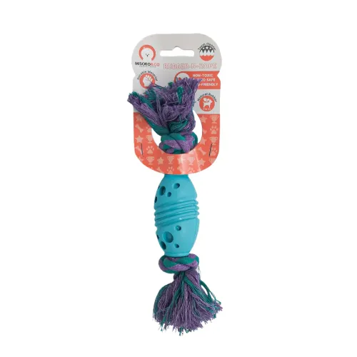 Іграшка для собак Misoko&Co М'яч для регбі з мотузкою, light blue, 24 см (SOLMISR5161Z) - фото №2
