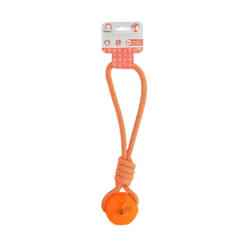 Іграшка для собак Misoko&Co Мотузка з м'ячем, orange, 43 см (SOLMISC2076O) - фото №2
