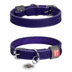 Ошейник для собак кожаный Collar WAUDOG Classic, Ш 12 мм, Дл 19-25 см фиолетовый (2019)
