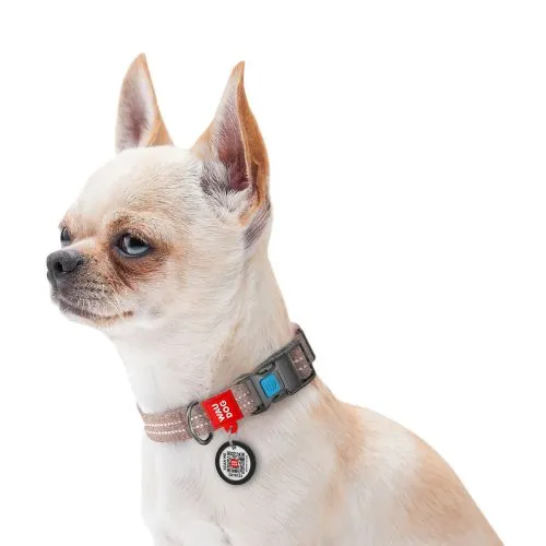Нашийник для собак з відновленої бавовни Collar WAUDOG Re-cotton з QR паспортом, світловідбивний, пластиковий фастекс, Ш 15 мм, Дл 25-35 см коричневий (2866) - фото №2