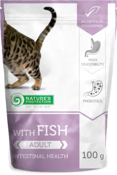 Вологий корм для дорослих котів з рибою Nature's Protection Intestinal health with Fish 100 г (KIK45194)