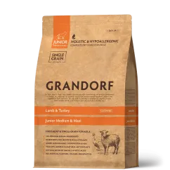 Сухий корм Grandorf DOG LAMB&TURKEY JUNIOR Ягня з індичкою для цуценят середніх та крупних порід від 4 міс, 10 кг (9046)