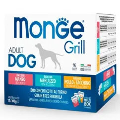 Влажный корм Monge Dog GRILL MIX треска/индейка с курицей/говядина 1,2кг (70017510)