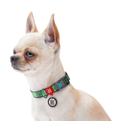 Ошейник для собак нейлоновый Collar WAUDOG Nylon c QR паспортом, рисунок "Этно зеленый", пластиковый фастекс, Ш 25 мм, Дл 33-49 см (4636) - фото №3