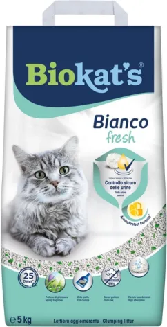 Наповнювач туалета для котів Biokat's Bianco Fresh 5 кг (бентонітовий) (4002064617114)