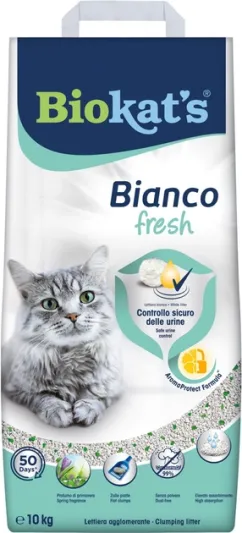 Наповнювач туалета для котів Biokat's Bianco Fresh 10 кг (бентонітовий) (4002064617107)