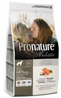 Сухий корм для дорослих собак Pronature Holistic Adult зі смаком індички та журавлини 13.6 кг (65672523134)