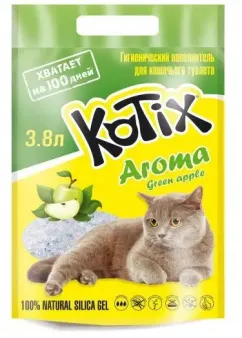 Силикагелевый наполнитель Kotix Green Apple для кошек с ароматом яблока 3.8 л/1.62 кг