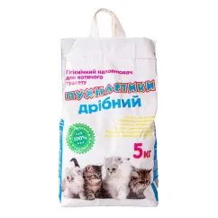 Гігієнічний наповнювач для котячого туалету без аромату Пухнастик дрібний крафт 5 кг