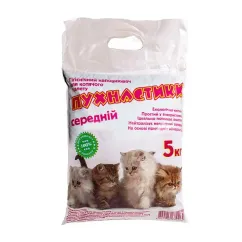 Гигиенический наполнитель для кошачьего туалета без аромата Пушистик средний 5 кг