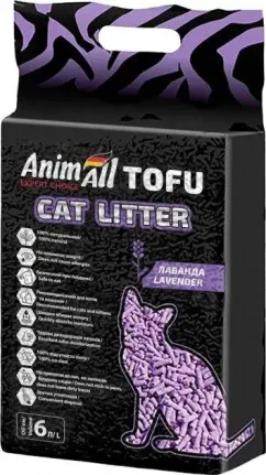 Наполнитель для кошачьего туалета AnimAll Тофу с ароматом лаванды Соевый комковочный 2.6 кг (6 л) (2000981139032/4820224500348)