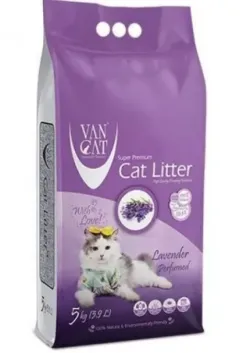 Наполнитель Van Cat для кошачьего туалета бентонитовый комковочный Super Premium Quality лavender 5 кг (6 л)