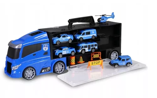 Ігровий набір вантажівка-гараж SUNROZ Police Truck трейлер з аксесуарами Синій (SUN8341) - фото №2
